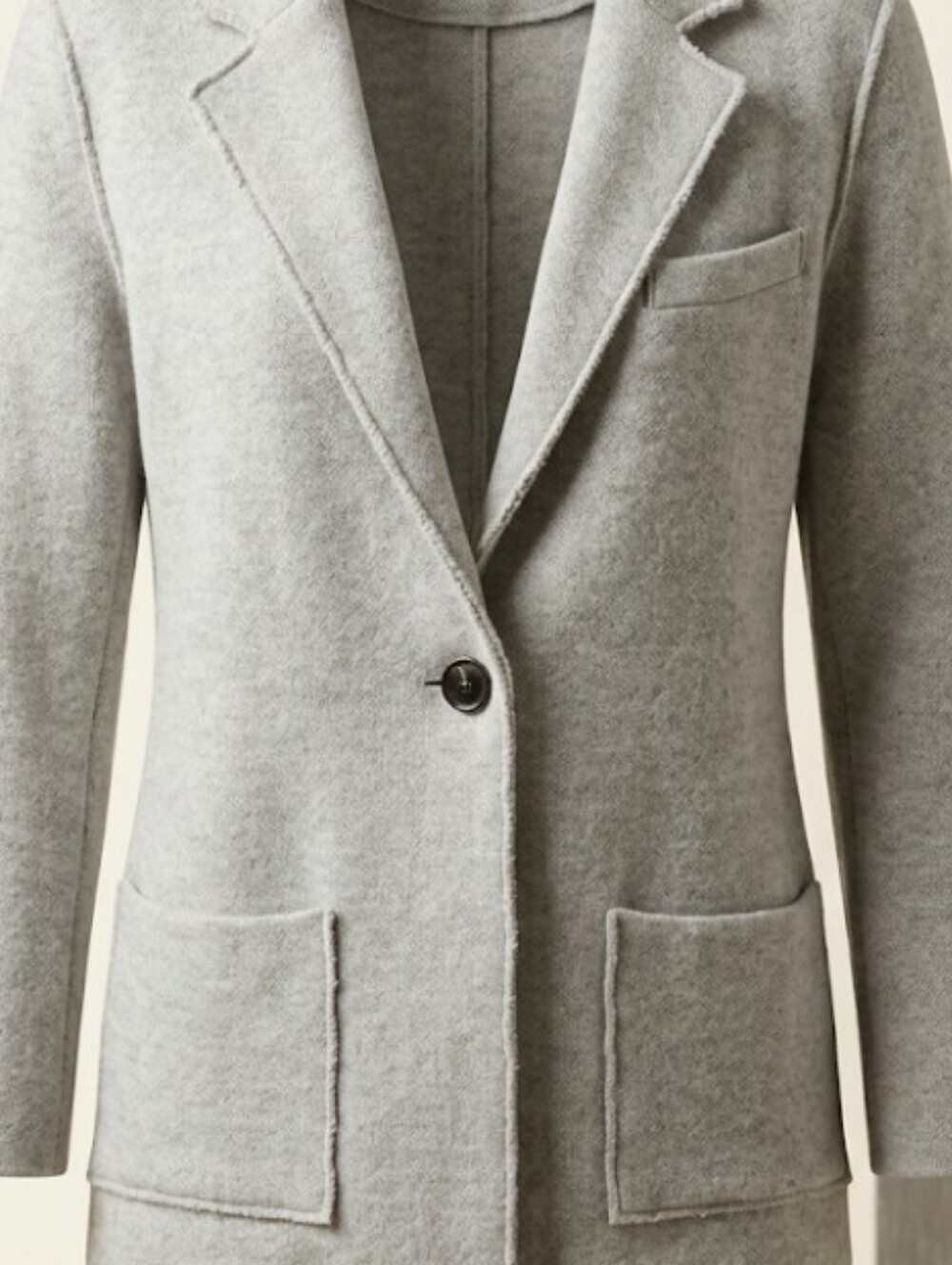 Free People 100% Merino Wool Light Grey Relaxed Fit Knit Blazer (Sz L) Warm